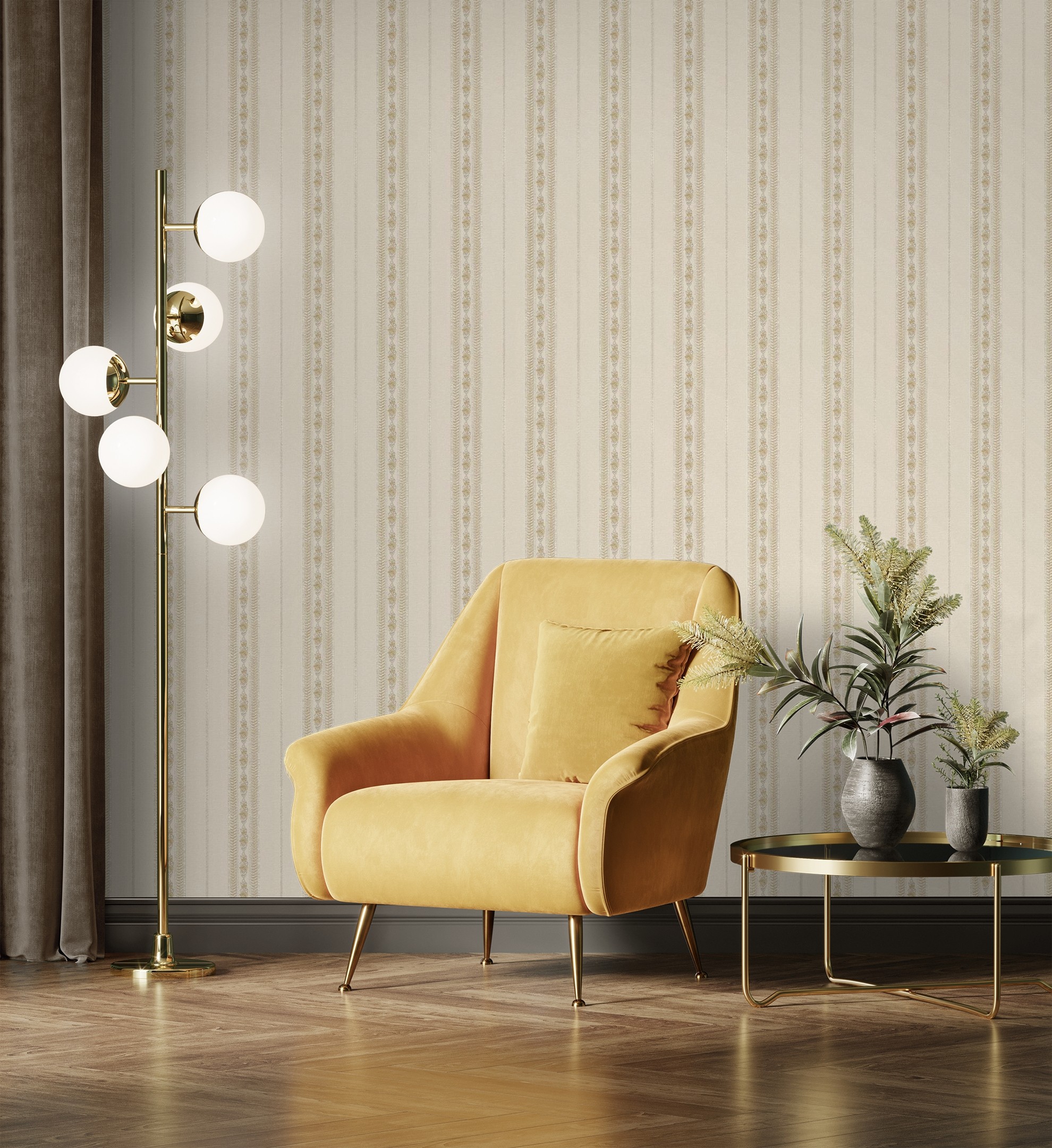 Papel pintado gaulan de rayas con textura de tela tejida en 10.6m²