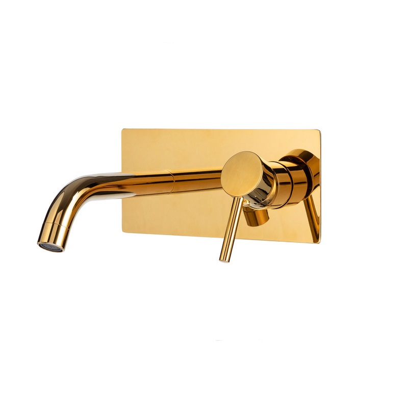 Grifo lavabo empotrado de pared, dorado