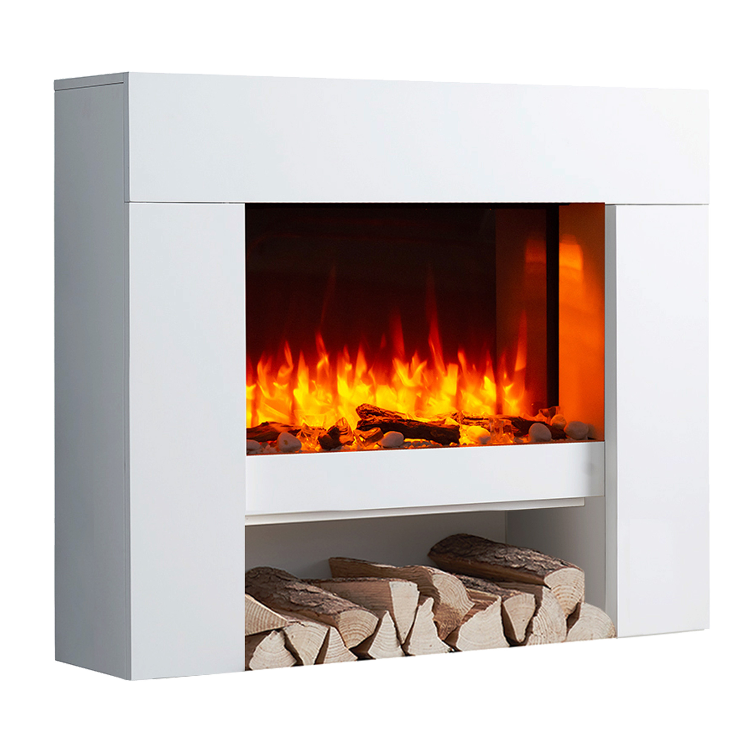 Chimenea eléctrica BALDERIA Naran - chimenea de pie, calefacción - blanco