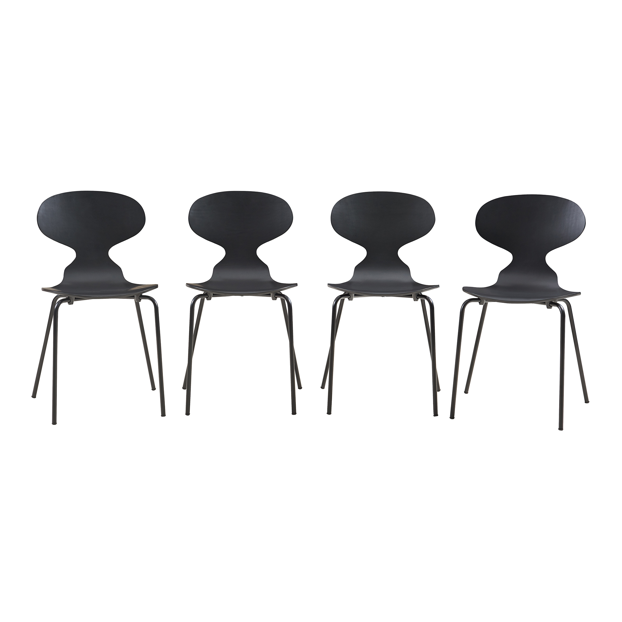 Conjunto de 4 sillas de comedor kil 80x47x48cm negro [en.casa]