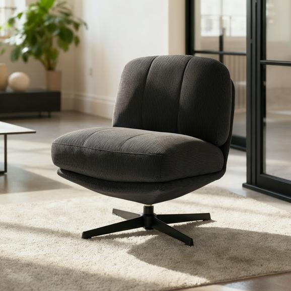 Sillón giratorio moderno lena en pana antracita