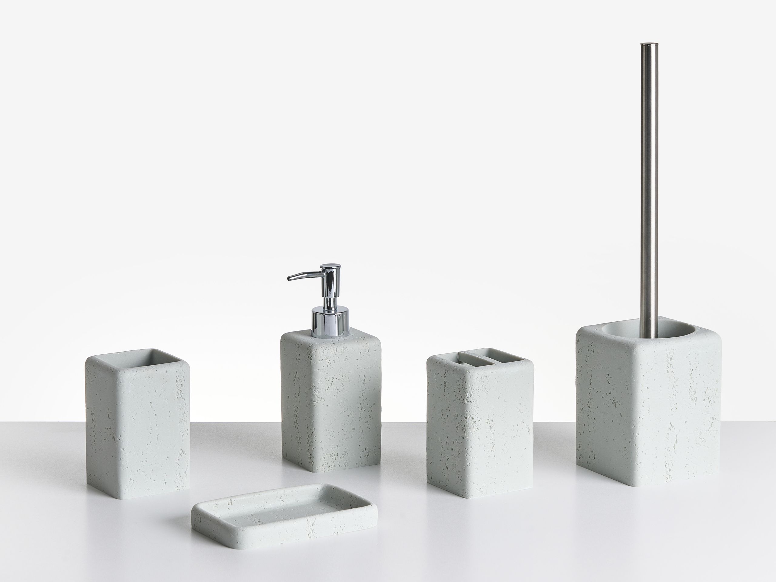 Conjunto de 5 accesorios de baño vilcanota gris efecto hormigón