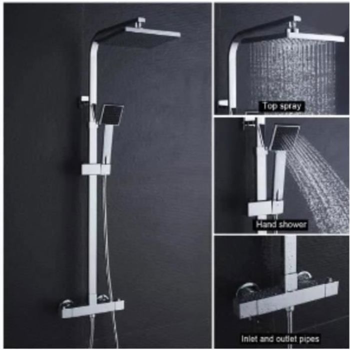 Columna de ducha - auralum - termostática - latón cromo - altura ajustable