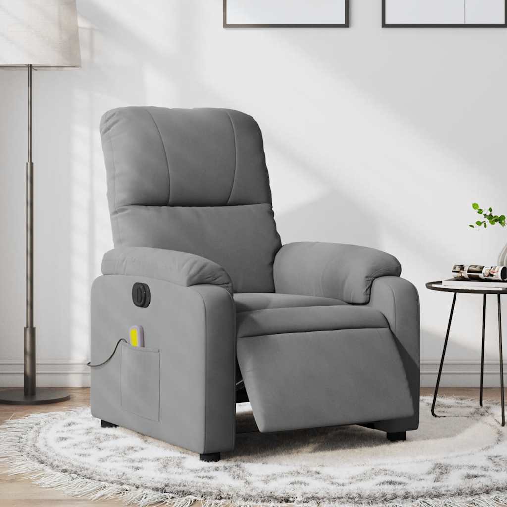 Sillón reclinable masaje eléctrico tela microfibra gris oscuro qweo5844