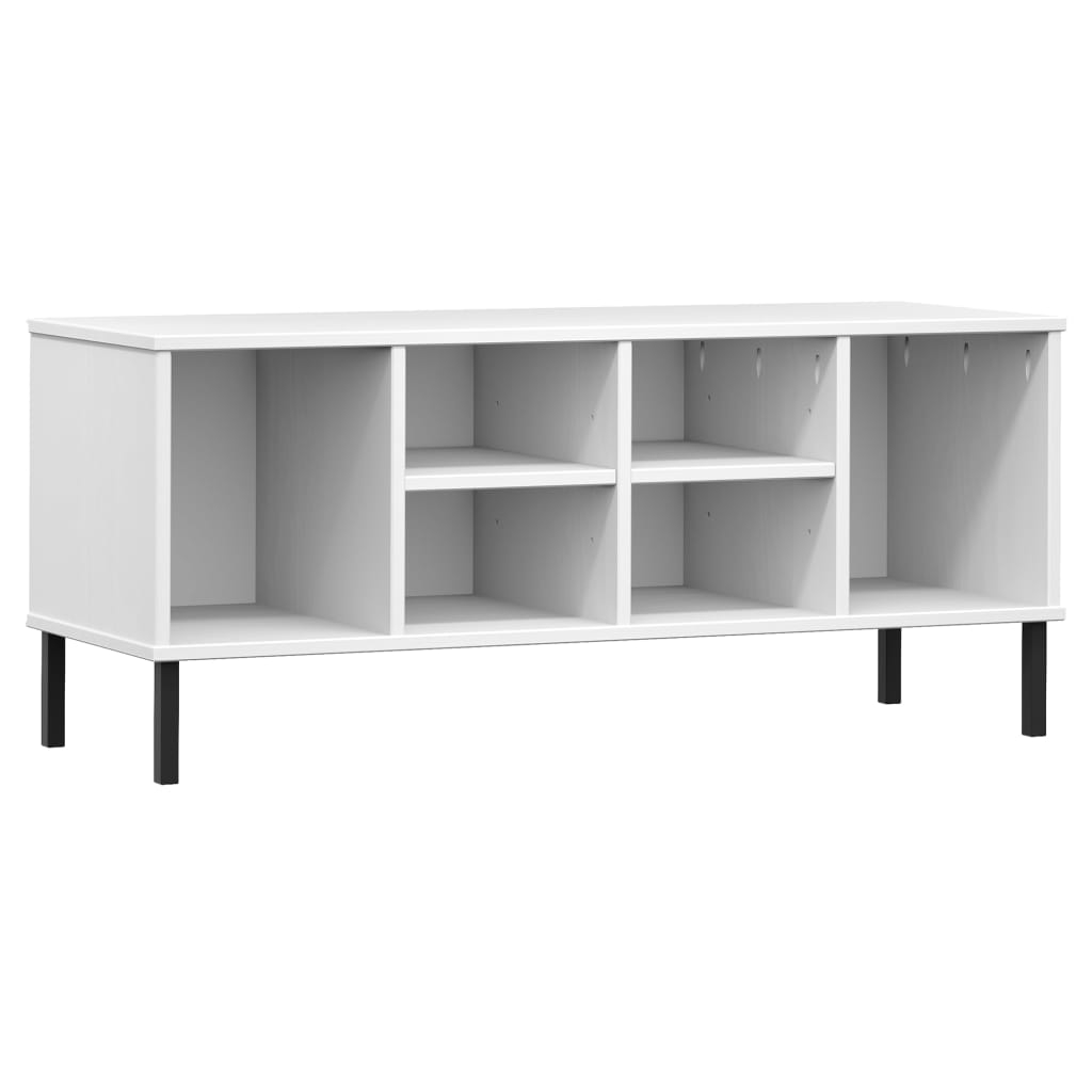 vidaXL zapatero con patas metal oslo madera maciza blanco 106x35x45 cm