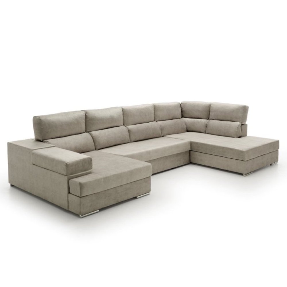 Sofa gran chaise longue cama massima diseño gris derecha