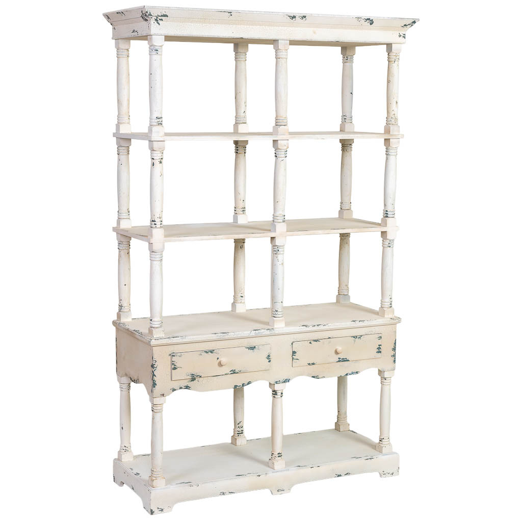 Estantería de madera blanca envejecida 129.5x49.5x207h cm