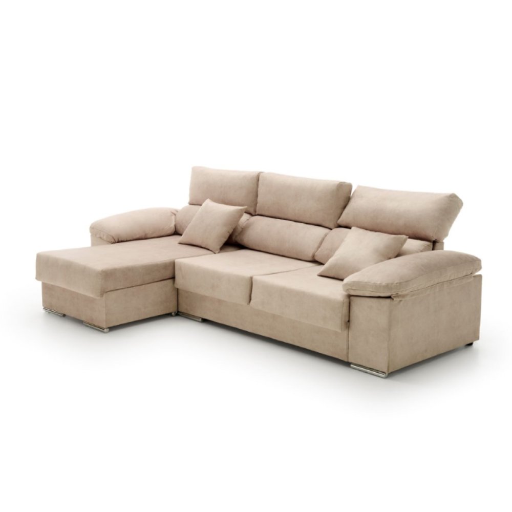 Sofa chaise longue reclinable beatrice beige izquierda