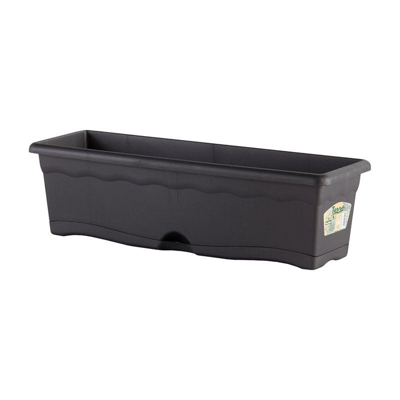 Jardinera con plato integrado color antracita 60 x 20