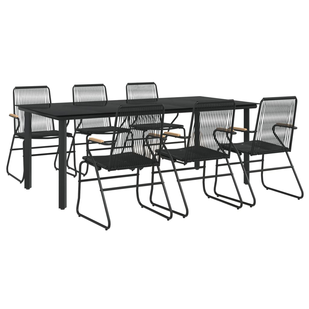 vidaXL juego de comedor para jardín 7 piezas ratán PVC negro