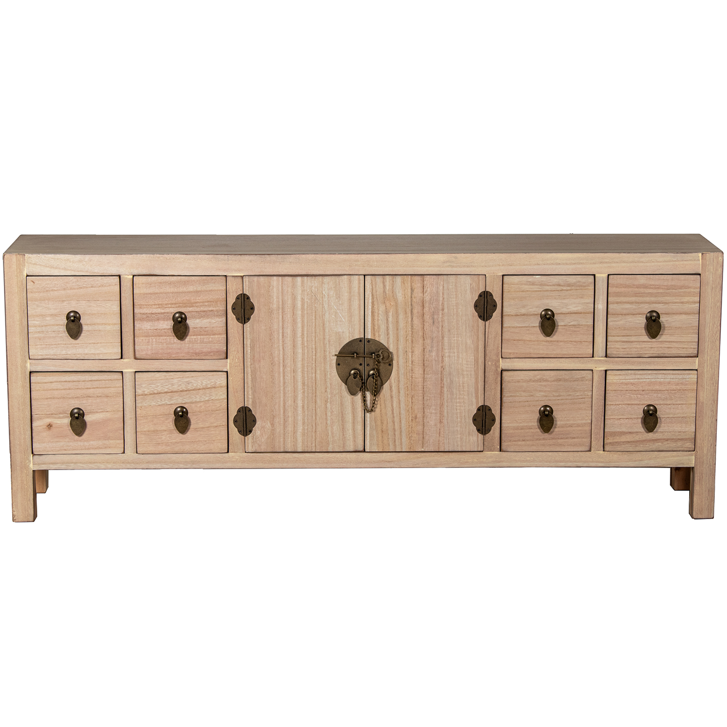 Mesa tv con 8 cajones y 2 puertas madera natural