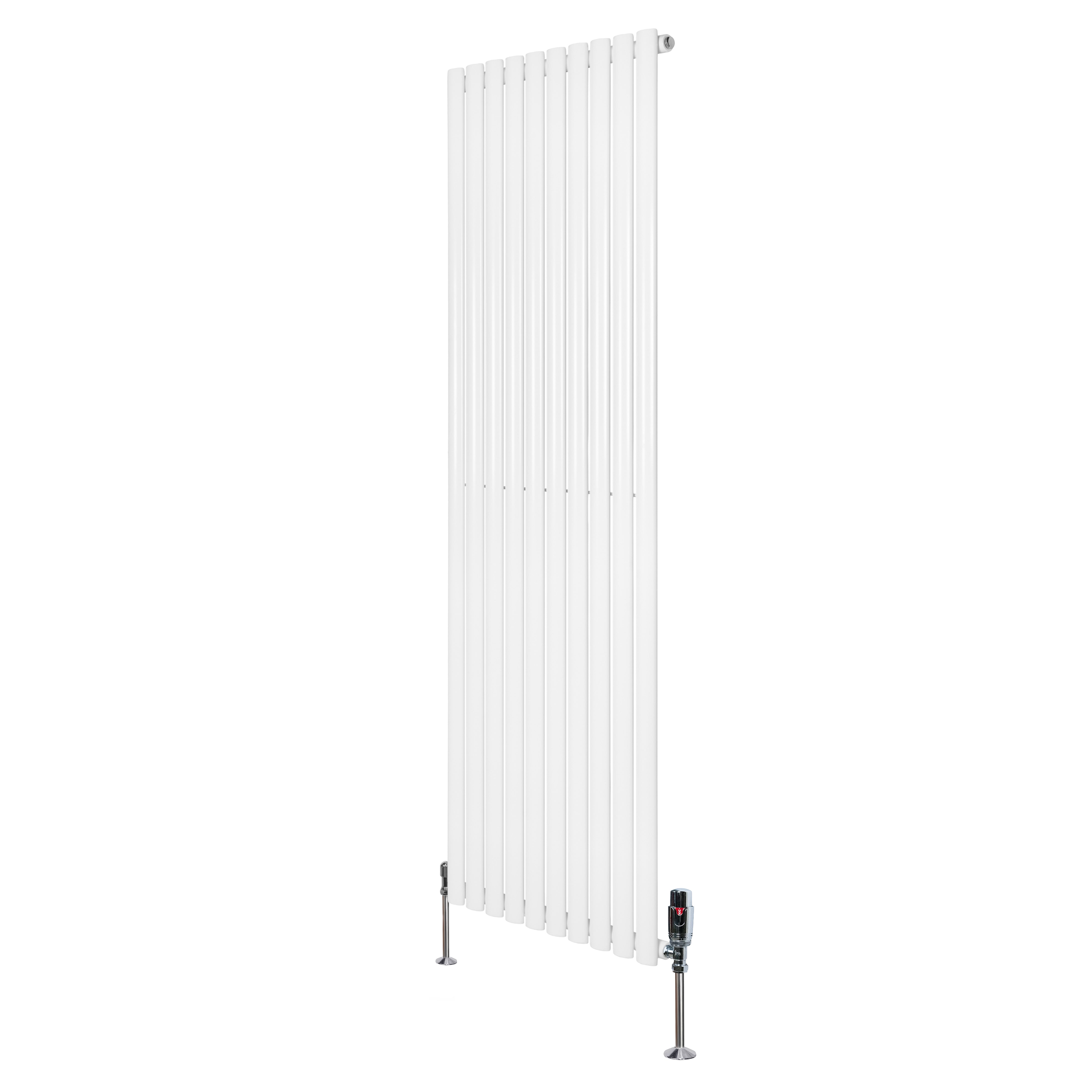 Radiador de columna simple ovalado y válvulas – 1800 mm x 600 mm – blanco