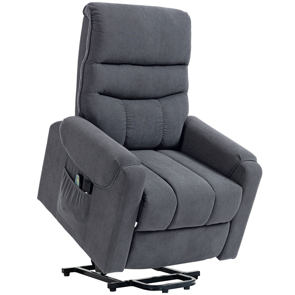 Sillón levanta persona 83x92x110 cm pana, acero color gris Homcom