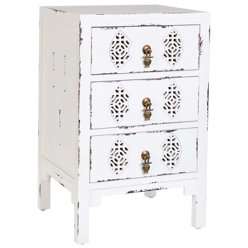 Mesita de madera con 3 cajones 45x36x70