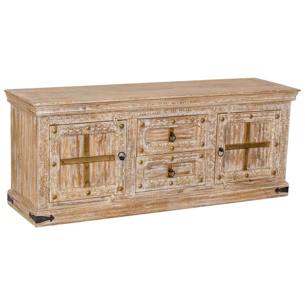 Mueble bajo de madera blanco 165x46x65h cm