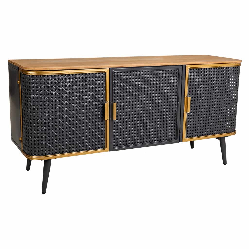 Aparador de metal y madera 3 puertas 118x38x58,5