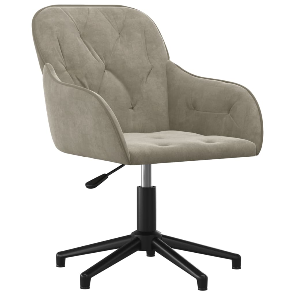 Silla giratoria de oficina/estudio terciopelo gris claro 02_0024116