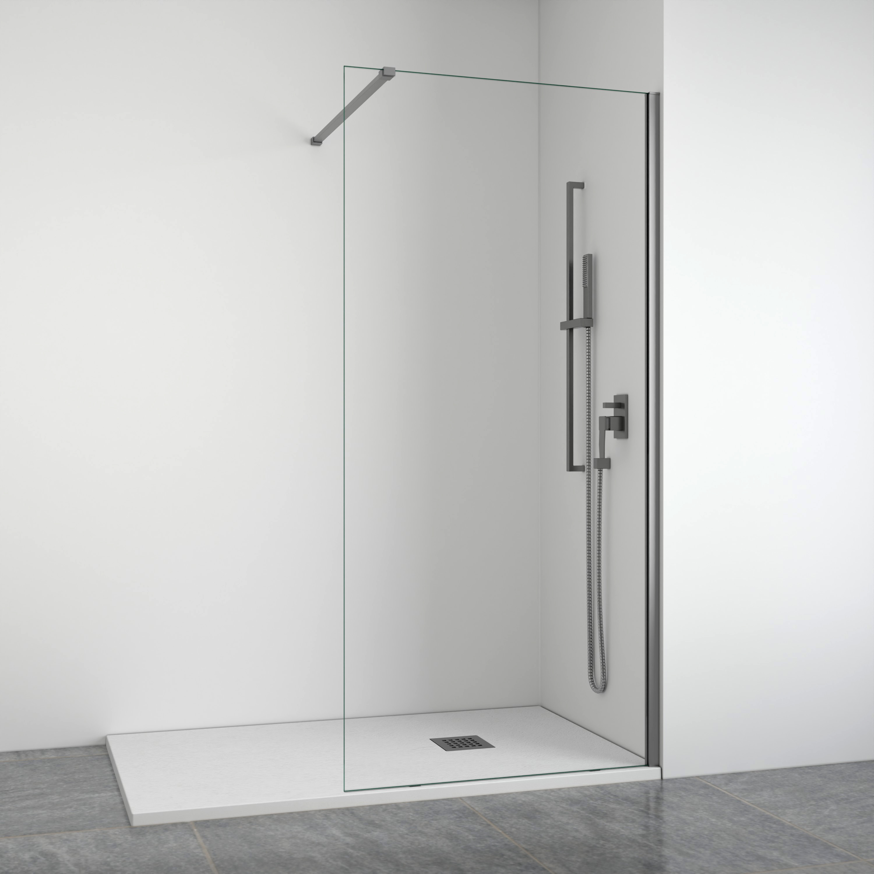 Mampara de ducha frontal fija 8 mm gunmetal 58-60 cm bellobath