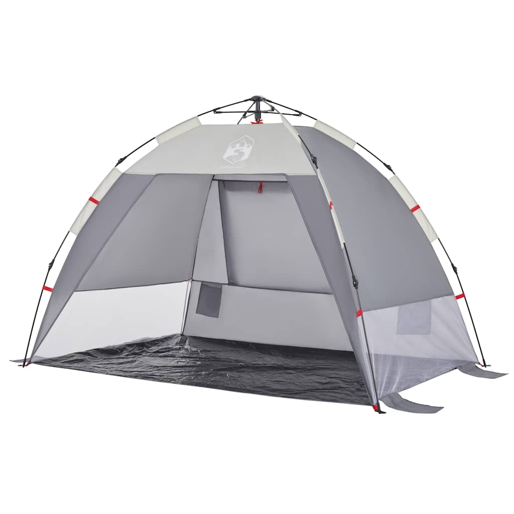 vidaXL tienda de playa 2 personas impermeable apertura rápida gris