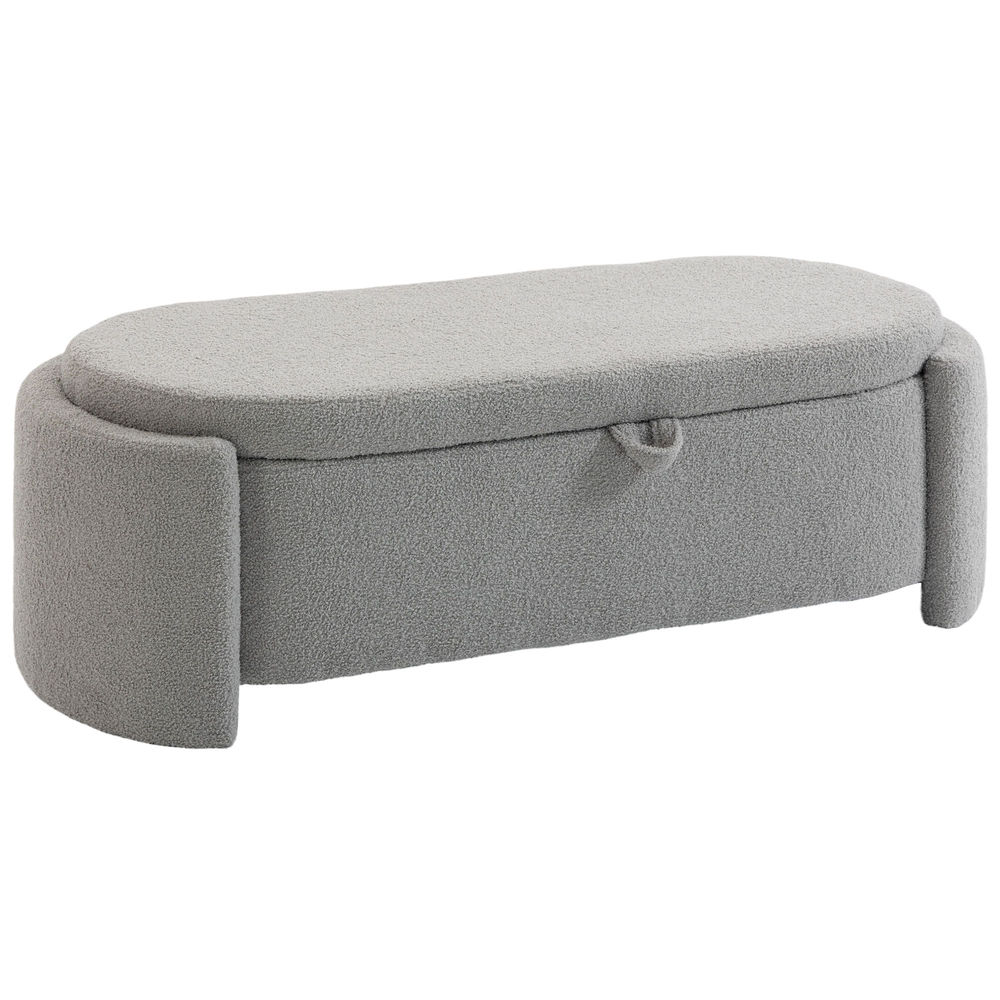 Banco de almacenaje 129x48.5x44 cm terciopelo de teddy color gris Homcom