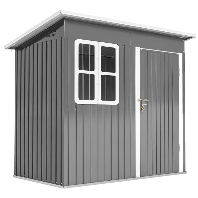 Caseta de jardín 221x133x190 cm acero galvanizado color gris Outsunny