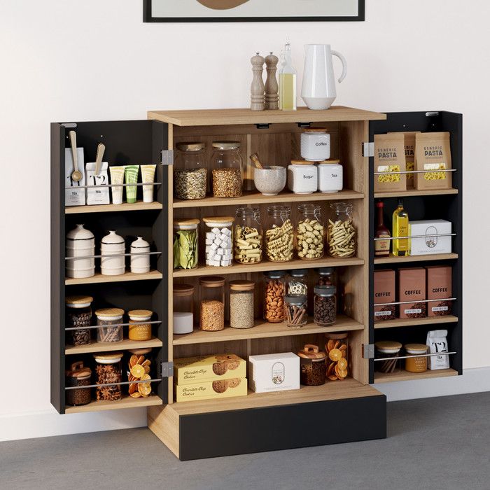Armario de cocina alto - negro madera - alto 90 cm