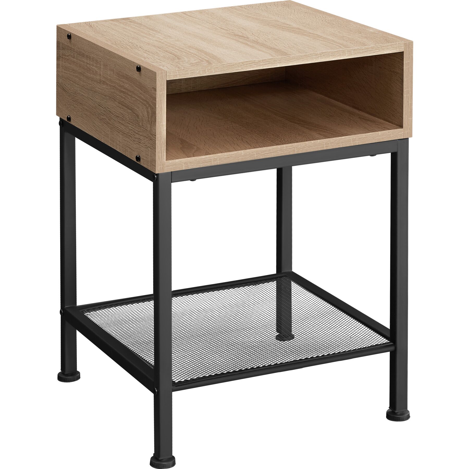 Mesilla de noche 40,5x40,5x59cm, madera industrial clara, roble sonoma