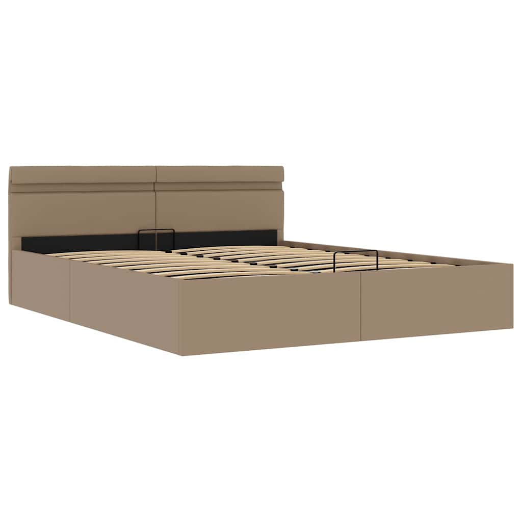 vidaXL cama canapé hidráulica LED cuero sintético capuchino 180x200 cm