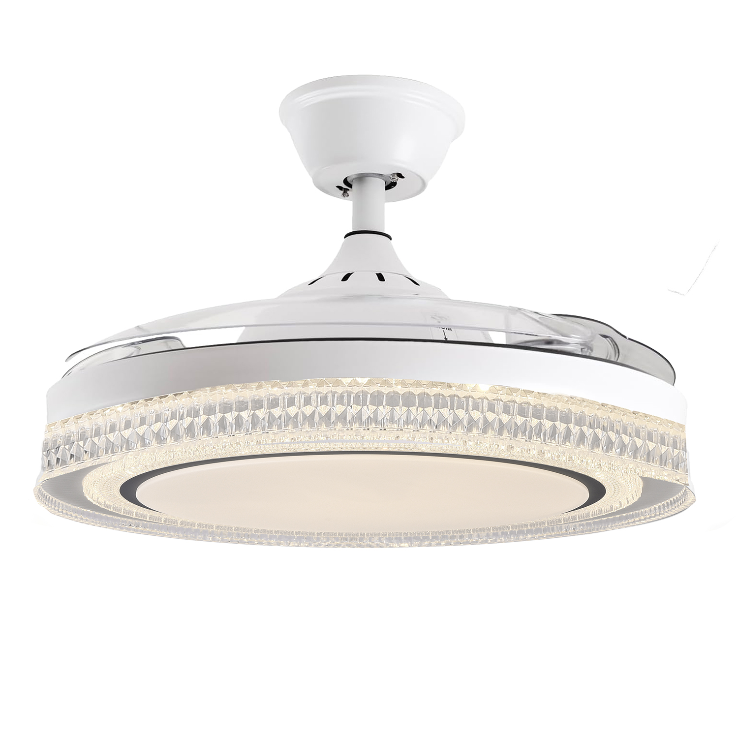 Ventilador de techo con luz whisper blanco, 3 aspas retráctiles