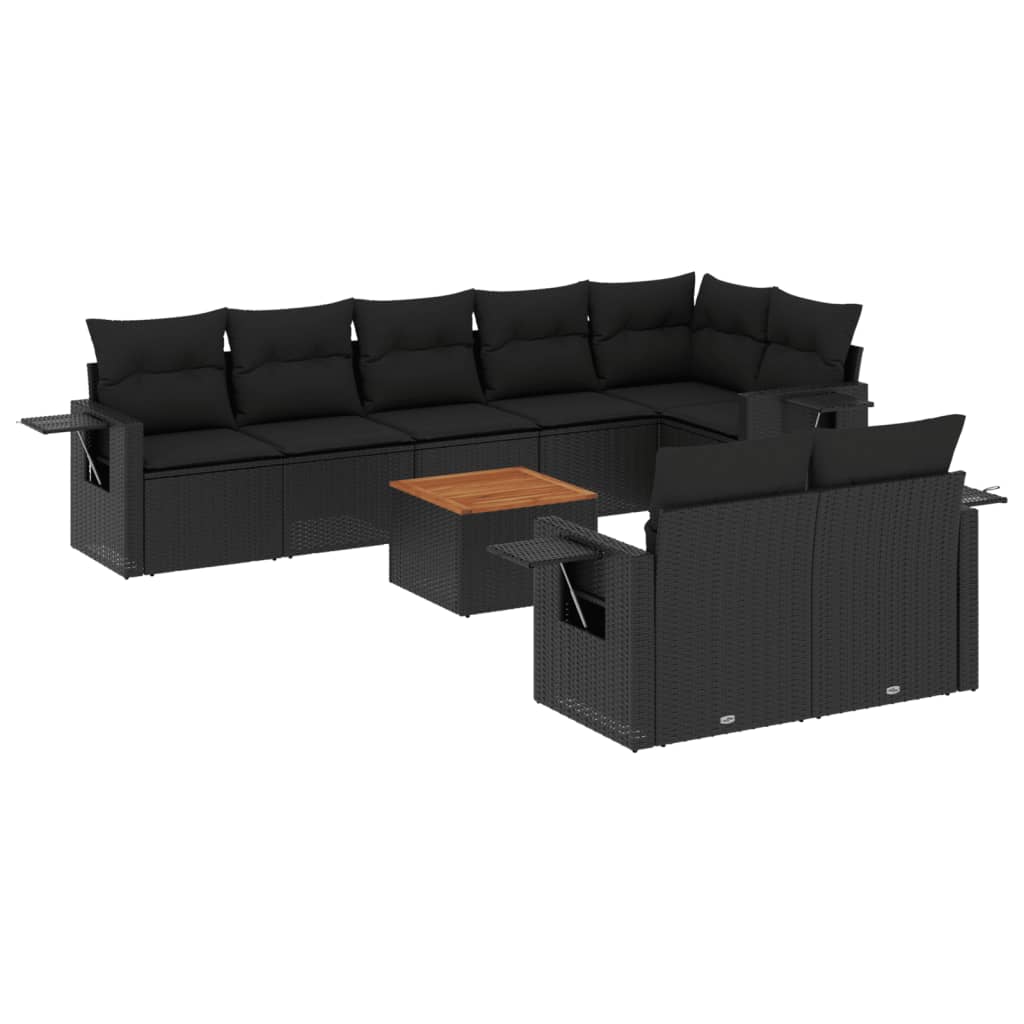 vidaXL set de sofás de jardín 8 piezas y cojines ratán sintético negro