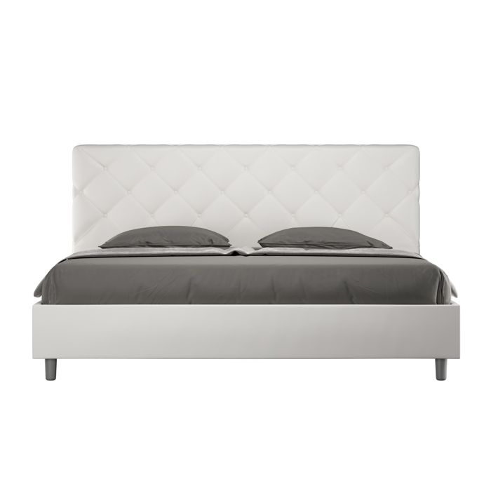 Cama tapizada con arcón - pu blanco - 180x200 cm