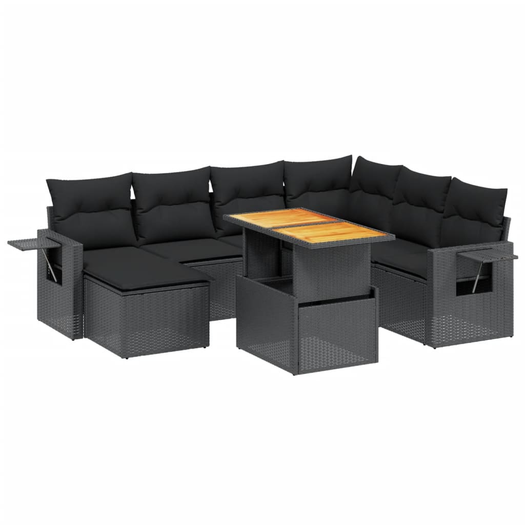 vidaXL set de sofás de jardín 8 piezas y cojines ratán sintético negro