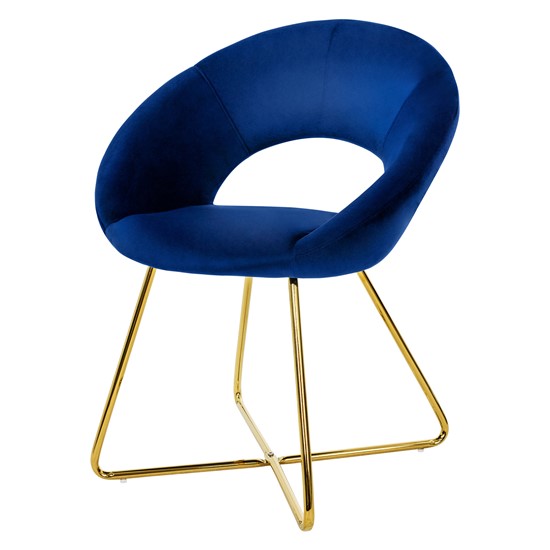 Silla de comedor de terciopelo azul diseño ergonómico