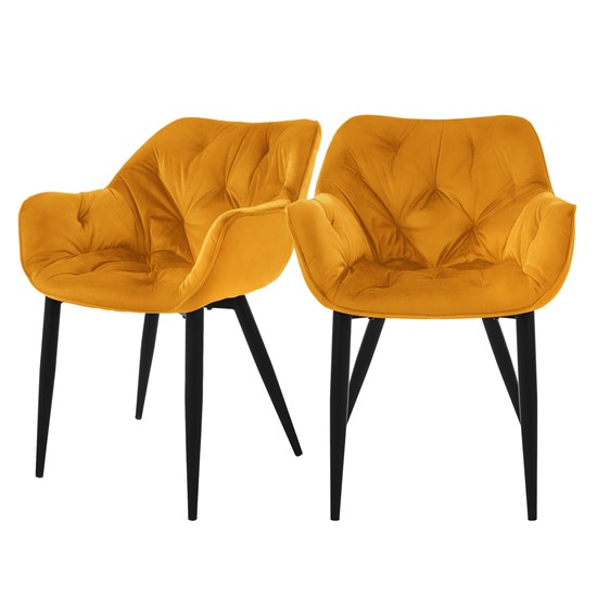 2x sillas de comedor amarillo mostaza funda terciopelo asientos ergonómicos