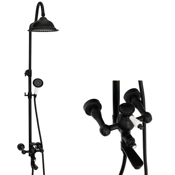 Columna de ducha para bañera retro, negro