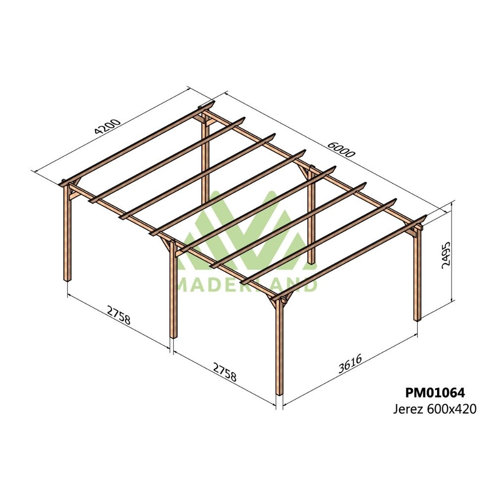 Pérgola de madera maciza j erez (maderland) - gardeneas