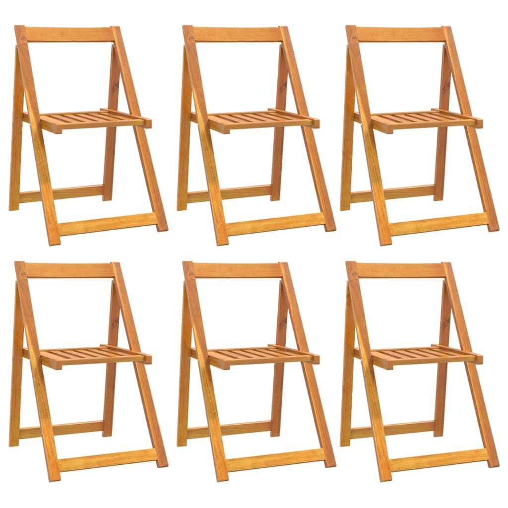 vidaXL sillas de jardín plegables 6 uds madera maciza de acacia