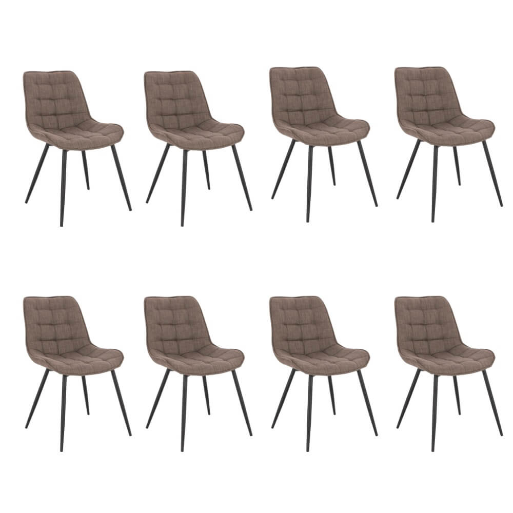 Silla de comedor tapizada de tela ikalo - lote de 8 gris/marrón