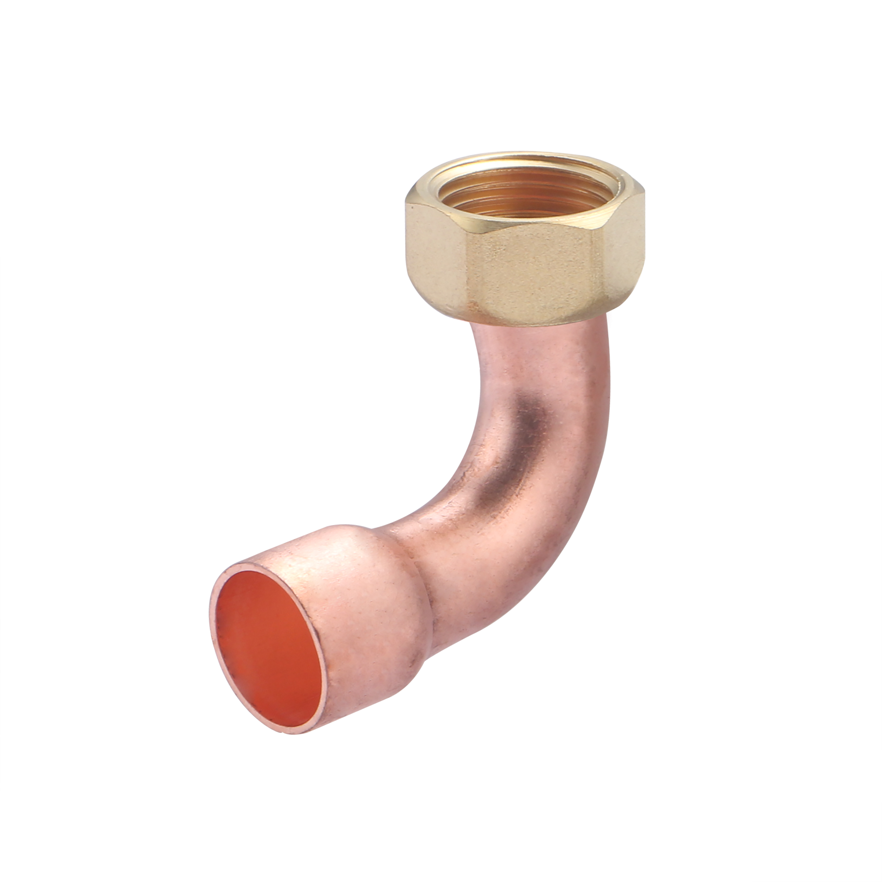 Conector codo 2 piezas ø 14 mm -salida h con tuerca prisonera de 3/8
