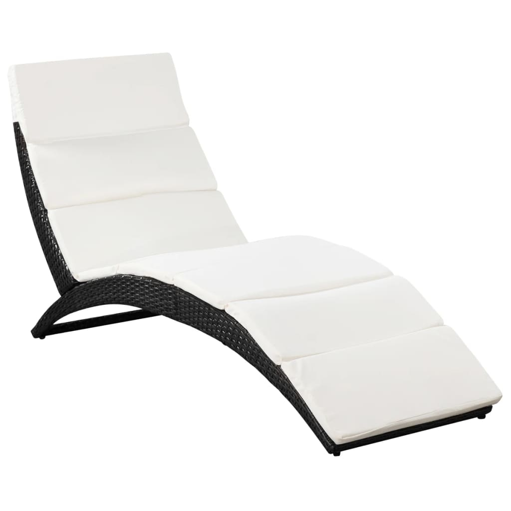 vidaXL tumbona plegable con cojín ratán sintético negra