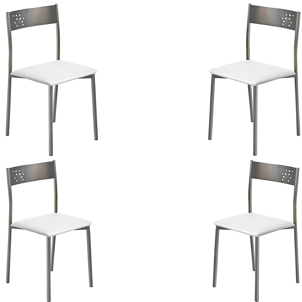 Momma Home set de 4 sillas de cocina tabarca en polipiel blanca