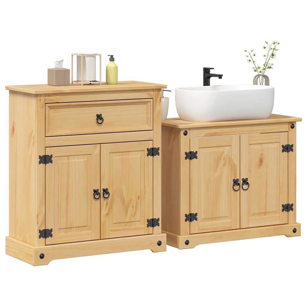 Juego de muebles de baño corona 2 pzas madera maciza pino esb8639