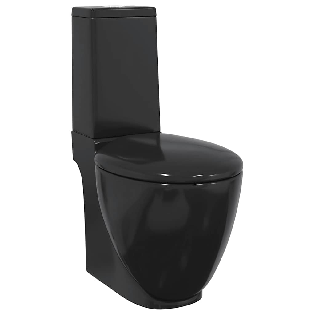vidaXL inodoro de cerámica con cisterna negro