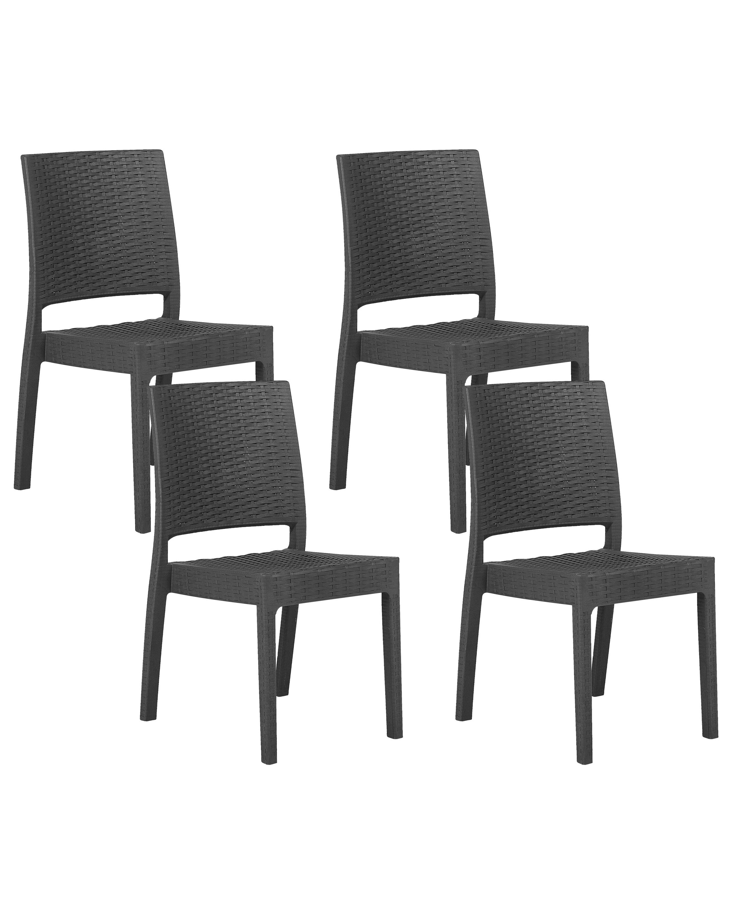 Conjunto de 4 sillas de jardín fossano material sintético gris grafito