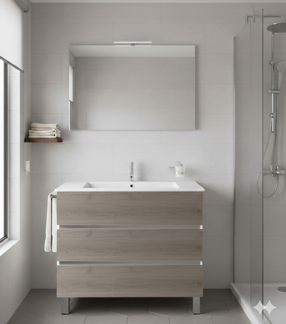 Mueble de baño balder, lavabo y espejo combi 50x40 cm