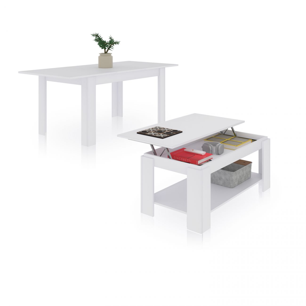 Pack mesa de comedor 123 y mesa de centro lya blanco artik