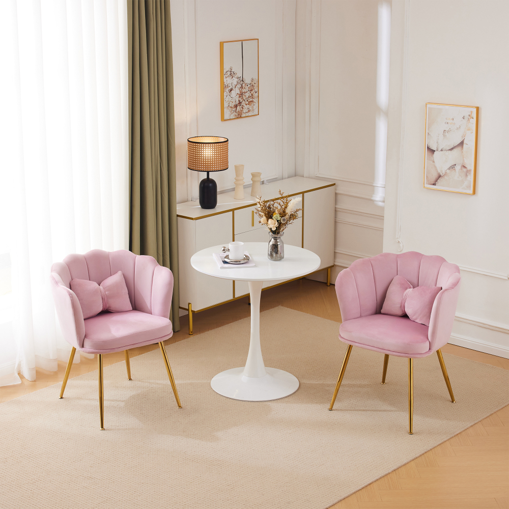 Conjunto de sillas de comedor terciopelo rosa set de 2 con respaldo floral