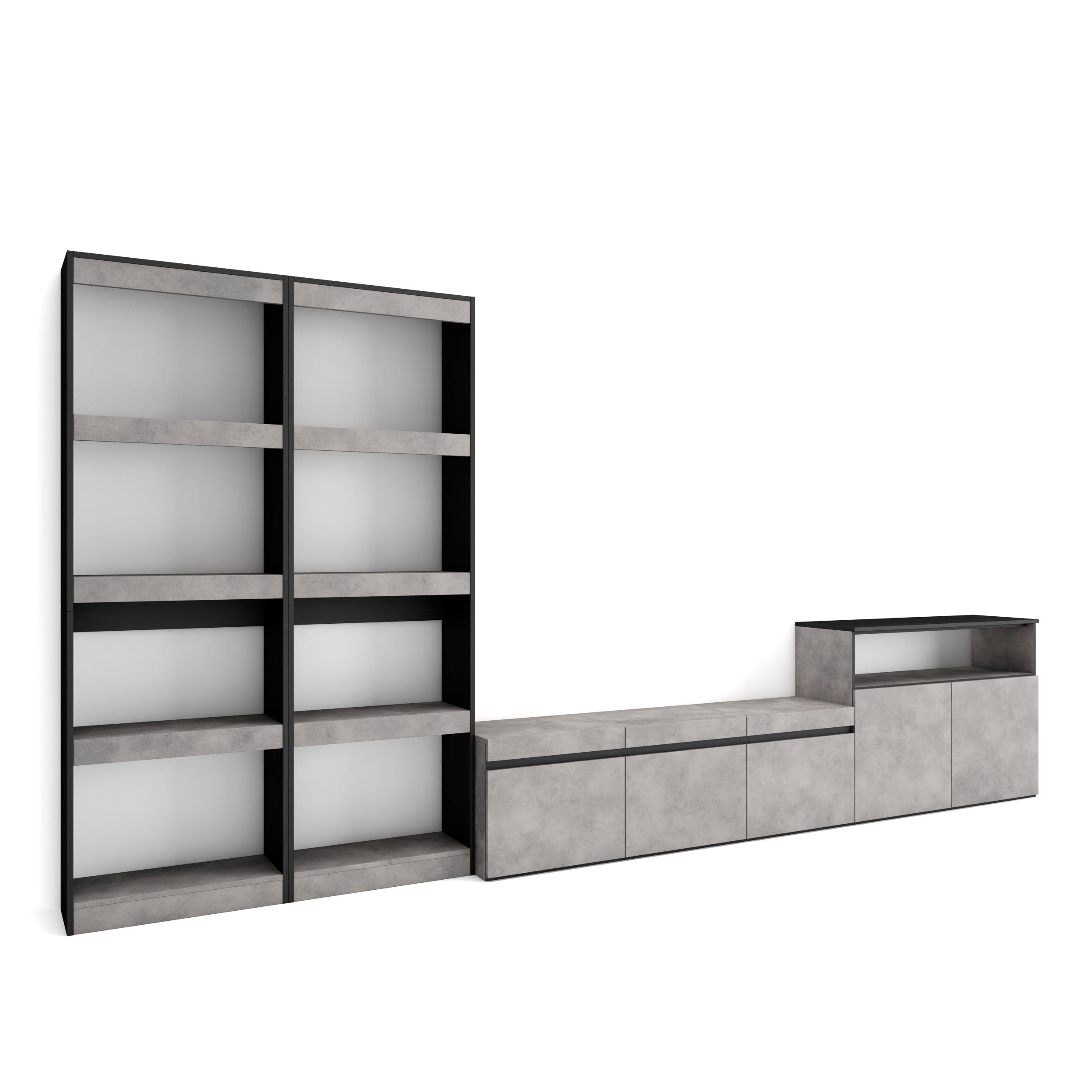 Muebles de salón para tv, 370x35x186cm, cemento rf3169