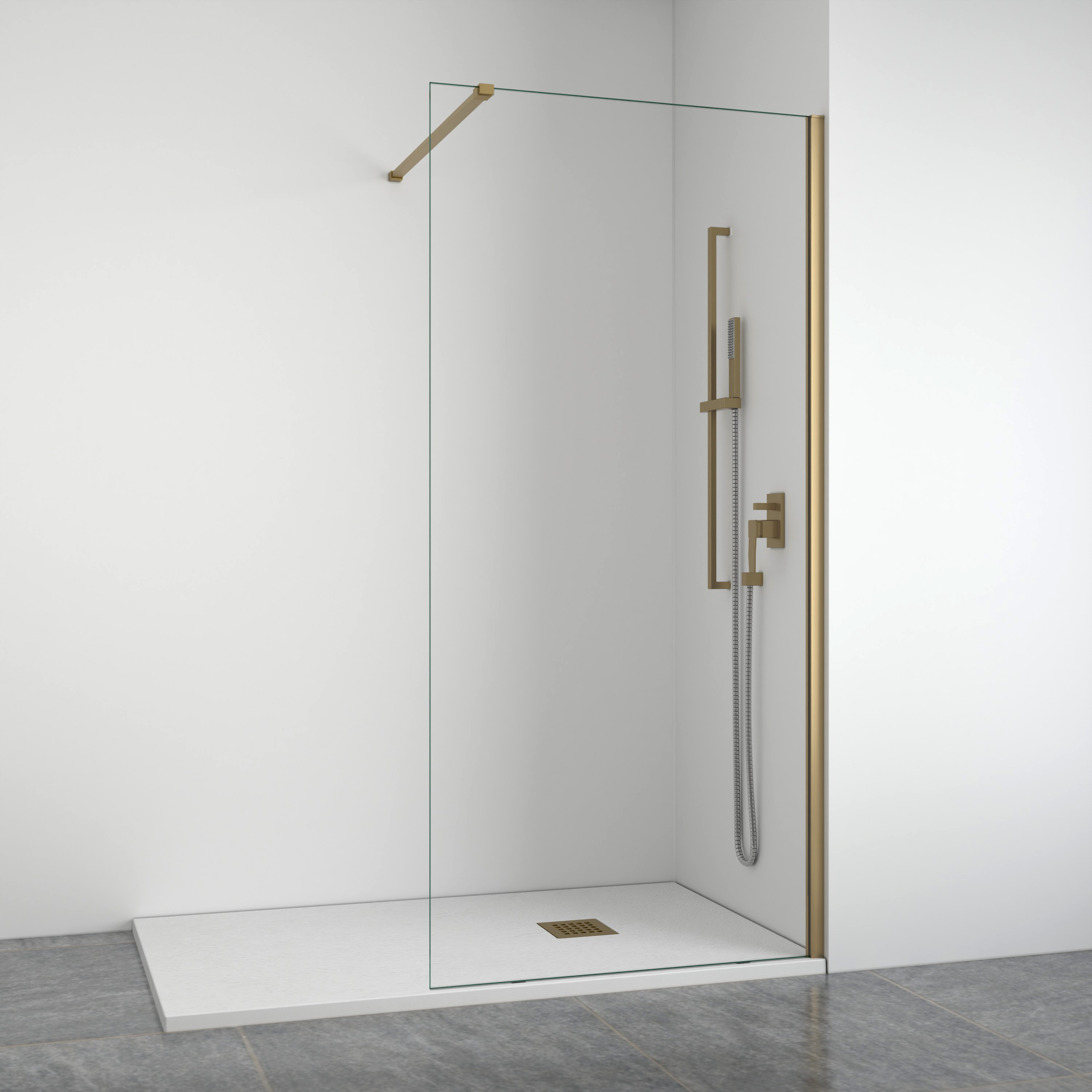 Mampara de ducha frontal fija 8 mm dorada 78-80 cm bellobath