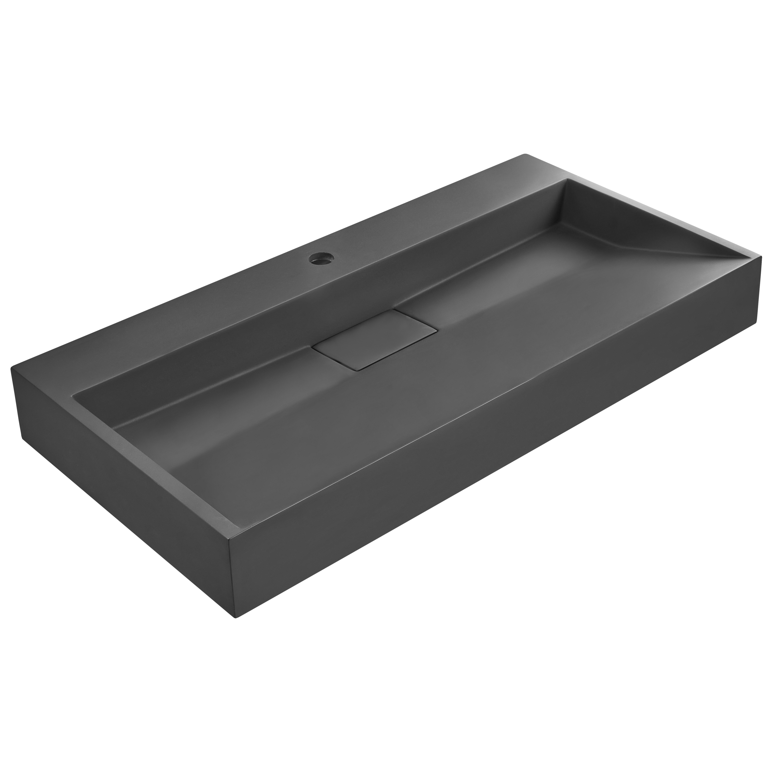 Lavabo suspendido quenko 90 x 46 cm compuesto mineral negro